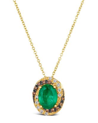 Le Vian 14K 1.47 Ct. Tw. Diamond & New Emerald Pendant Necklace