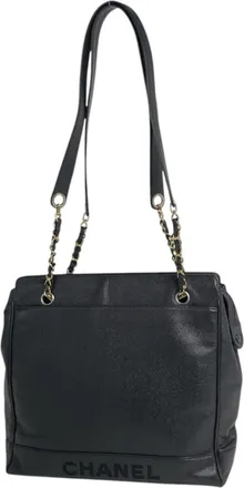 Chanel Black Grained Calfskin Tote Bag (Pre-Owned)