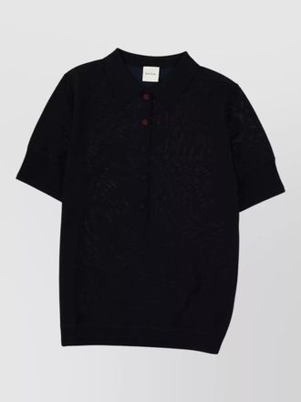 Paul Smith knit polo collar top sheer short sleeves