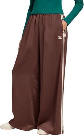 adidas Originals Wide Leg Satin Track Pants in Auburn/cream White at Nordstrom, Size 16