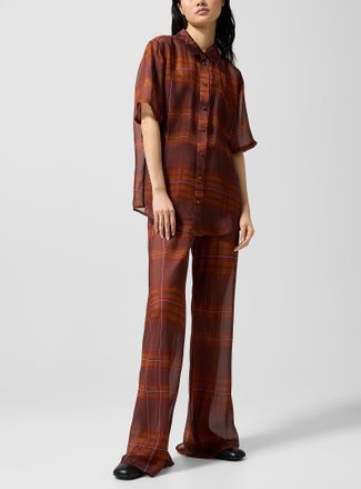 Silk Laundry Womens Sheer pure silk tartan pattern pant