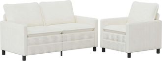 vidaXL Juego De Sof&aacute; 2 Uds. Crema Poli&eacute;ster Vidaxl