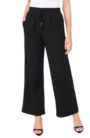 CeCe by Cynthia Steffe Drawstring Linen Blend Pants in Rich Black at Nordstrom, Size Xx-Small