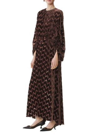 Lanvin Devor&eacute; Velvet Dress in Mocha at Nordstrom, Size 36 Eu