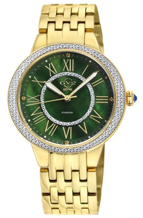 Gevril Group GV2 Astor II Womens Green MOP Dial IPYG Watch - Gold