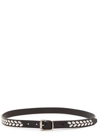 Christophe Lemaire Almond Studded Glossed Leather Belt - Dark Brown - 90 (UK 14 / XL)