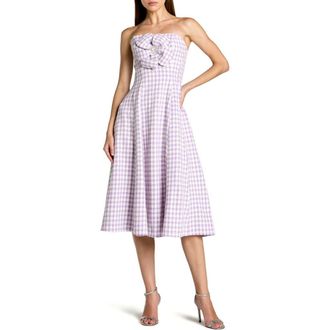 Mac Duggal Embellished Boucle Strapless Midi Dress in Lilac at Nordstrom, Size 12