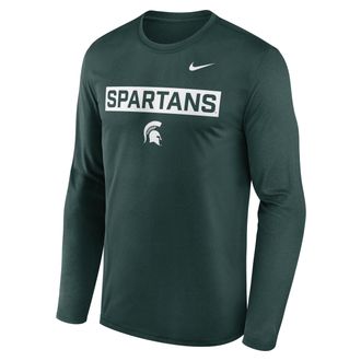 Nike Michigan State Primetime Legend 2-Hit Nike Mens Dri-FIT College Long-Sleeve T-Shirt in Green | NKGT3EYMST-6TH