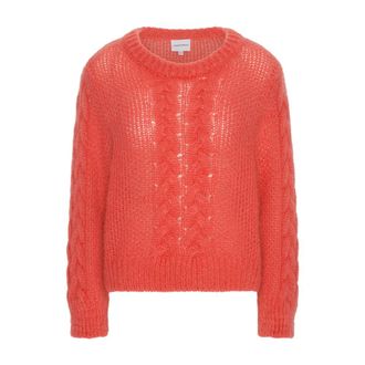 Americandreams Louisa Kabel Gebreide Pullover - Dames - Ronde hals truien - Rood - S - Wol - Truien & Vesten