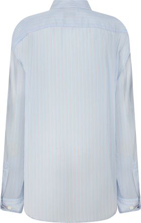 Dries Van Noten Mens Shirt Cupro Striped Light Blue Cuprammonium Rayon