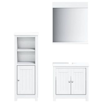 Berkfield Home 3 Piece Bathroom Furniture Set BERG White Solid Wood Pine