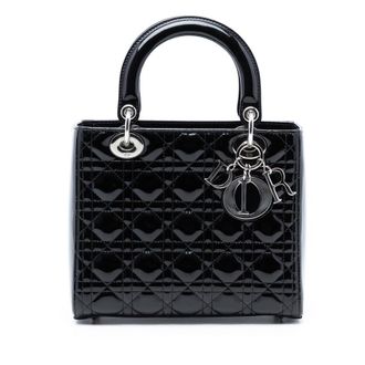 Dior Pre-owned Dior Medium Patent Cannage Lady Dior 01-BO-0163