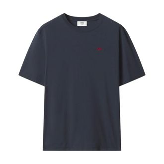 Maison Kitsun&eacute; Tops, Heren, Blauw, L, Katoen, Fox Head Comfort T-shirt