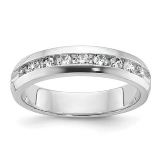 Diamond2Deal 14k White Gold Lab Grown Diamond 9-Stone Band Ring 1/2Ct Clarity- VS Color- G-H