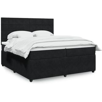 vidaXL Cama Box Spring Con Colch&oacute;n Terciopelo Negro 200x200 Cm