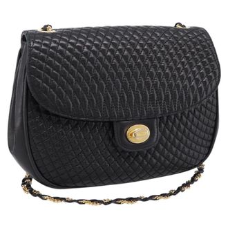 Bally Vintage Chain Quilted Leather Leather Shoulder Bag Bag (Pre-Owned)