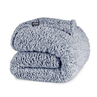 Bare Home Tipped Faux Shearling Blanket in Dark Blue at Nordstrom, Size Full