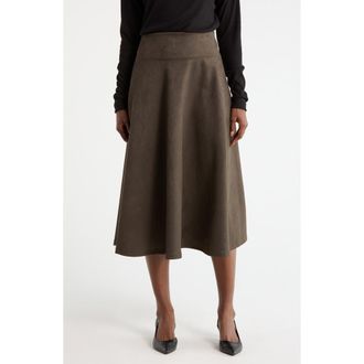 Renee C Faux Suede Flare Skirt in Olive at Nordstrom Rack, Size X-Small