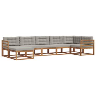 vidaXL Conjunto De Sof&aacute;s De Exterior 7 Pcs Gris Natural Y Claro Vidaxl