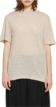 Comme Des Gar&ccedil;ons T-Shirts, female, Beige, Size: L Linen Twill T-Shirt