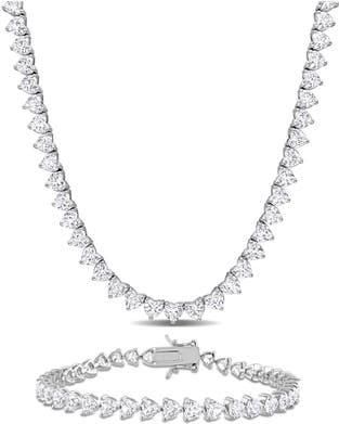 Delmar Lab Created White Sapphire Heart Tennis Necklace & Bracelet Set at Nordstrom Rack