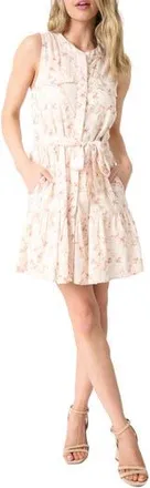 Gibsonlook Floral Belted Cotton Blend Dress in Rust Combo at Nordstrom Rack, Size Xx-Large
