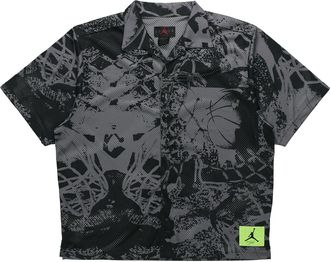 Nike Jordan Air Jordan Flight Knitting Printing Wide Loose Basketball Short Sleeve Shirt Mens Black CZ4736-010