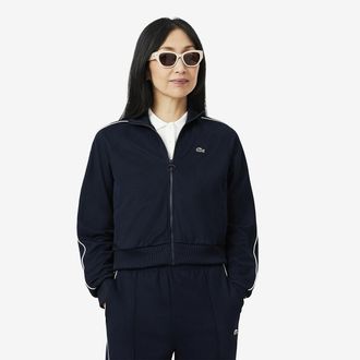 Lacoste Sweater met rits en raglanmouwen