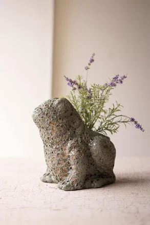 Kalalou Terracotta Frog Planter With Rustic Glaze
