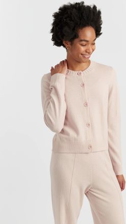 Chinti and Parker Bone Wool-Cashmere Crew Neck Cardigan