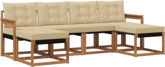 vidaXL Conjunto De Sof&aacute;s De Exterior 6 Uds. Natural Y Beige Vidaxl