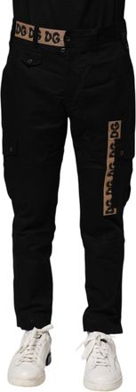 Dolce & Gabbana Mens Black Cotton Cargo Casual Pants Elastane