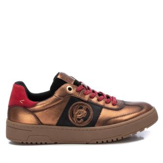 Xti Womens Leather Trainer Sneakers In Bronze