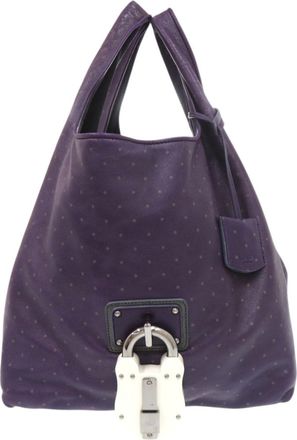 Loewe Purple Leather Handbag Tote Bag (Pre-Owned)