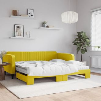 vidaXL Sof&aacute; Cama Nido Con Colch&oacute;n Terciopelo Amarillo 100x200 Cm Vidaxl