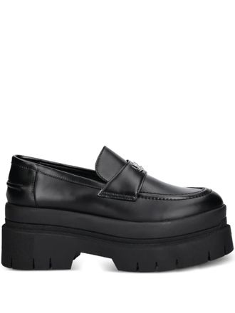 HUGO BOSS logo platform loafers - Black