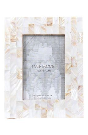 Matr Boomie Chitra Mother of Pearl Picture Frame - Hand Carved Fair Trade in White at Nordstrom, Size 5Ft 0In X 7Ft 0In