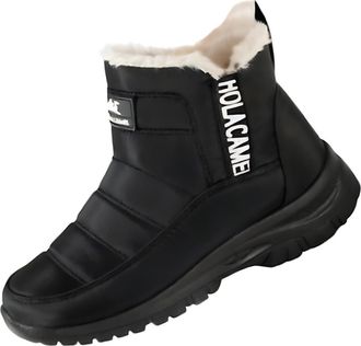 Generic Snow Boots Women Warm Ladies Winter Outdoor Anti-Slip Ankle Booties Faux Fur Lined Water-Resistant Walking Short Boots(Black,6.5)