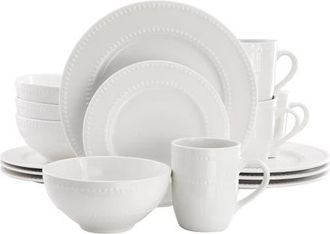 Elama Olevia 16 Piece Stoneware Dinnerware Set in White at Nordstrom