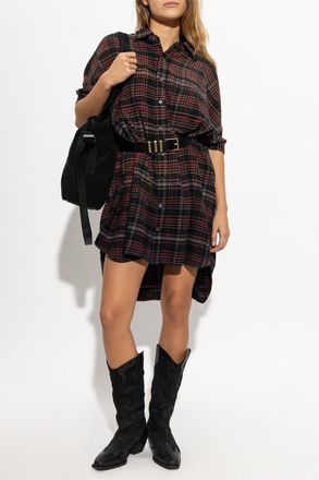 R13 Plaid Pattern Shirt Dress, Womens, Black
