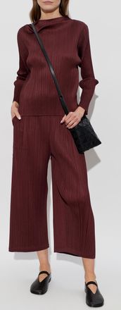 Pleats Please Issey Miyake Pleated Top, Womens, Burgundy