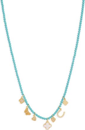 Argento Vivo Turquoise Beaded Charm Necklace in Turquoise/Gold at Nordstrom
