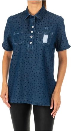 La Martina Denim overhemd met korte mouwen - Dames - Overhemden - Blauw - XS - Denim - Overhemden