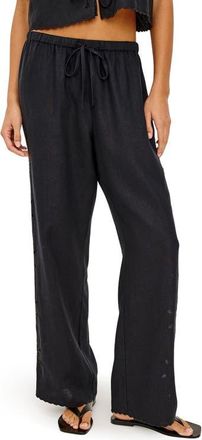 Rails Mirina Eyelet Linen Pants in Black at Nordstrom, Size X-Large