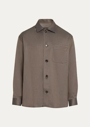 Brioni Mens Mouline Gabardine Overshirt