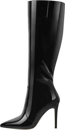 Generic Womens Knee High Boots Pointed Toe Thin Heel Soft Pu Leather Side Zipper Winter Long Boot