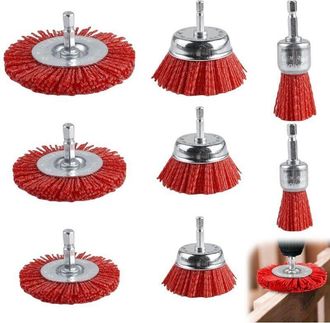OEM Juego De 8 Cepillos De Taladro De Alambre De Nailon Con V&aacute;stago Hexagonal De 1/4, 8 Tama&ntilde;os De Cepillos De Taladro