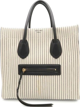 Celine Navy Navy Black White Canvas Handbag Tote Bag (Pre-Owned)