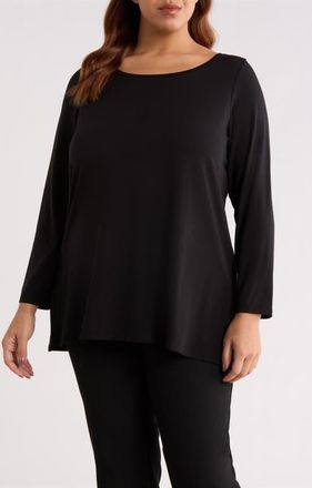 Eileen Fisher Bateau Neck Tunic in Black at Nordstrom, Size 1X