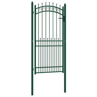 vidaXL Puerta De Valla Emmen Con Pinchos De Acero, 104x147 Cm, Verde Vidaxl